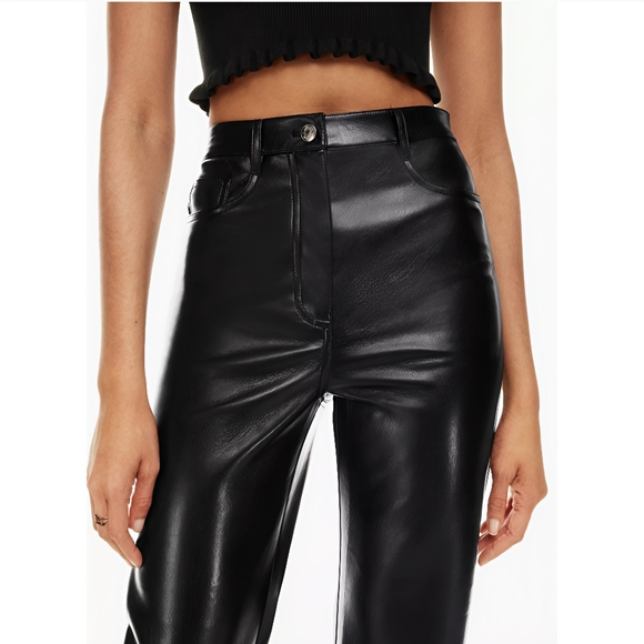 Aritzia Wilfred NWT The Melina Super High Rise Striaght Leg Leather Pants 10 - Picture 4 of 13